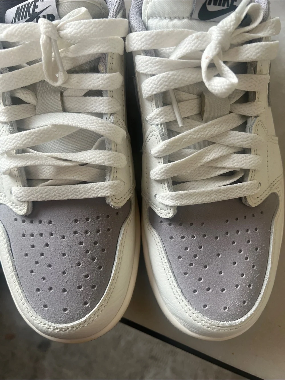 Jordan 1 OG Low Men’s Low-Top Sneakers in White and Gray